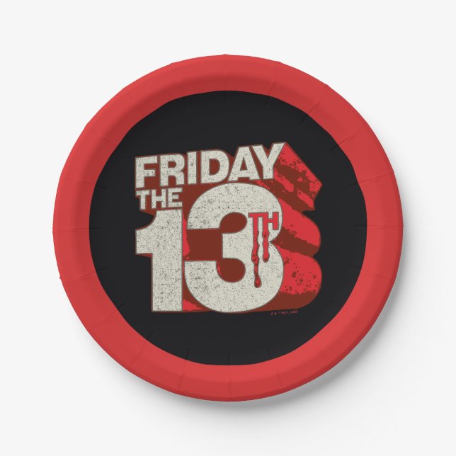Friday the 13th | Bleeding Stacked 3D Logo Paper Plate (Front)
