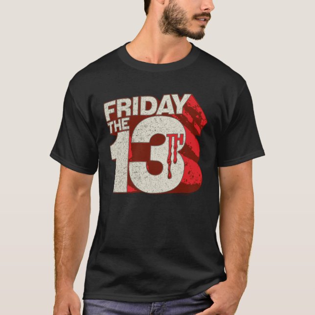 Friday the 13th | Bleeding Stacked 3D Logo T-Shirt (Front)