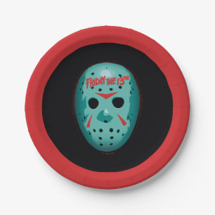 Friday the 13th   Blue Hockey Mask Graphic Paper Plate