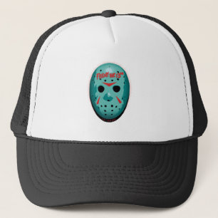 Friday the 13th Blue Hockey Mask Graphic Trucker Hat