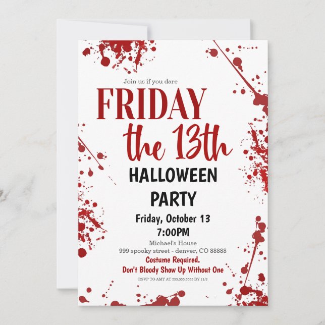 Friday The 13th Halloween Party Invitation (Front)