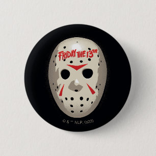 Friday the 13th   Hockey Mask Graphic 6 Cm Round Badge