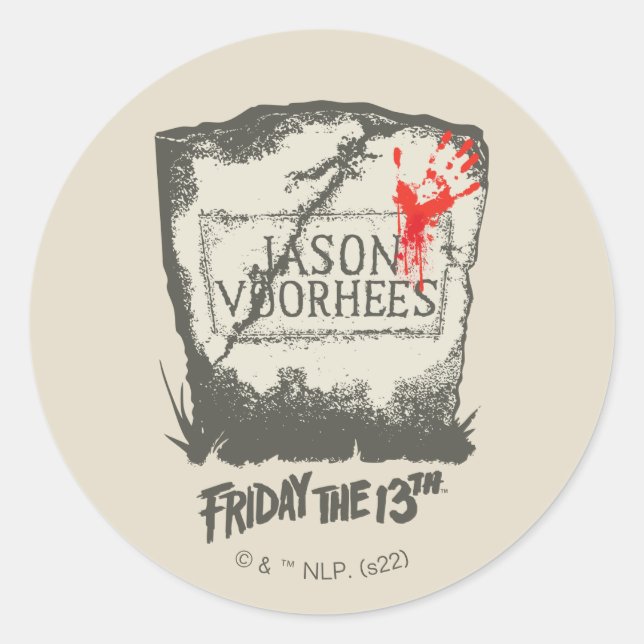 Friday the 13th | Jason Voorhees Headstone Classic Round Sticker (Front)
