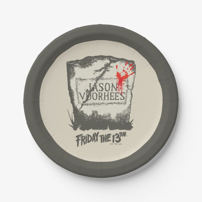 Friday the 13th | Jason Voorhees Headstone Paper Plate (Front)