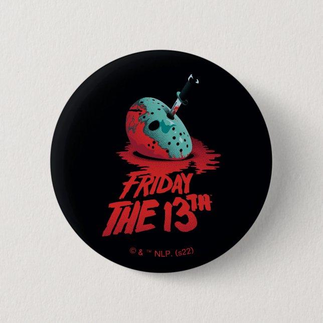 Friday the 13th | Knife Through Blue Hockey Mask 6 Cm Round Badge (Front)