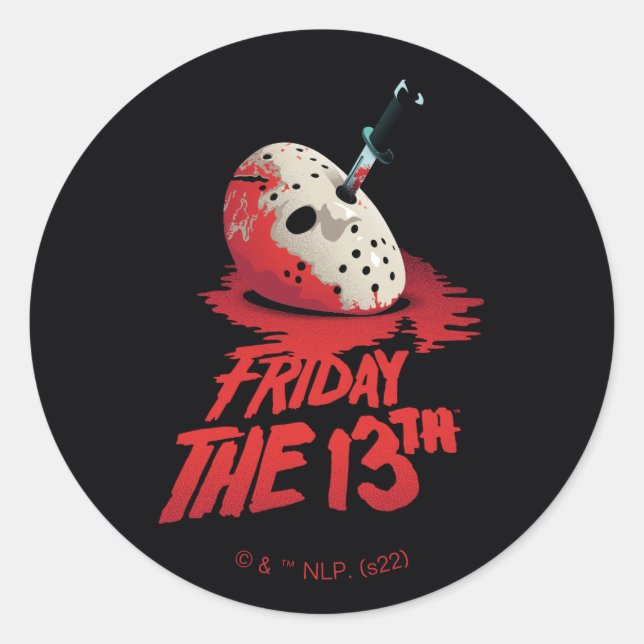 Friday the 13th | Knife Through Hockey Mask Classic Round Sticker (Front)