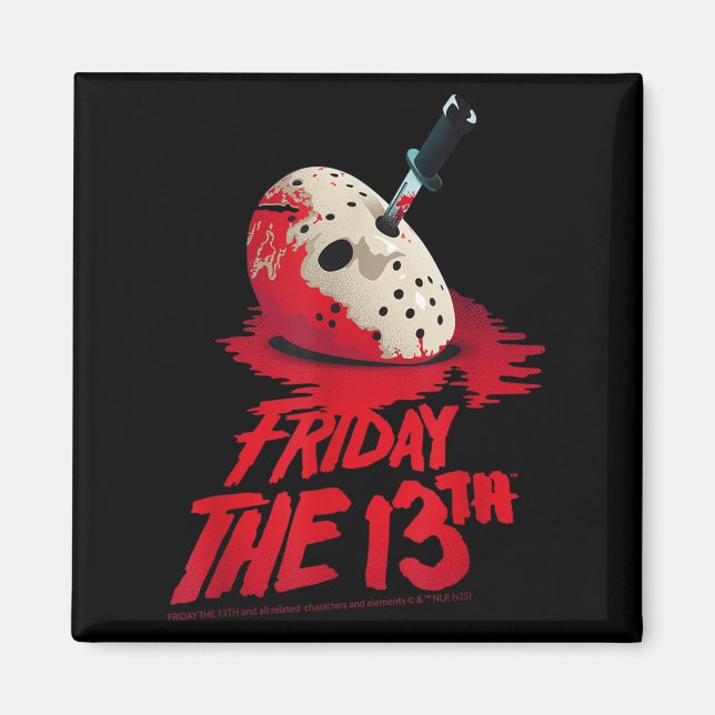 Friday The 13th Mask Blood Halloween Design  Magnet (Front)