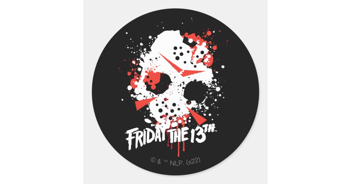 Splatter Mask Label Friday the 13th | Paint Splatter Hockey Mask Classic Round Sticker | Zazzle