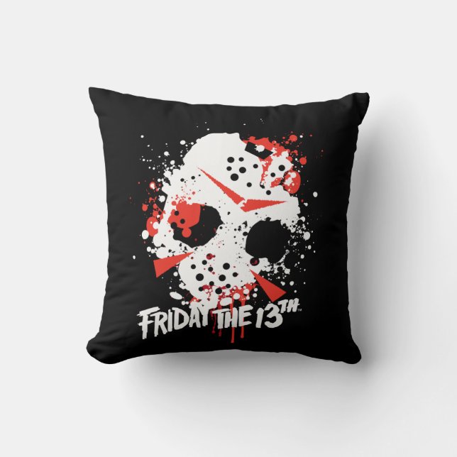 Friday the 13th | Paint Splatter Hockey Mask Cushion (Front)
