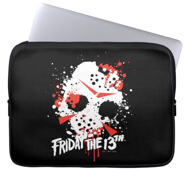 Friday the 13th | Paint Splatter Hockey Mask Laptop Sleeve (Front)