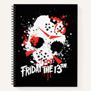 Friday the 13th   Paint Splatter Hockey Mask Notebook