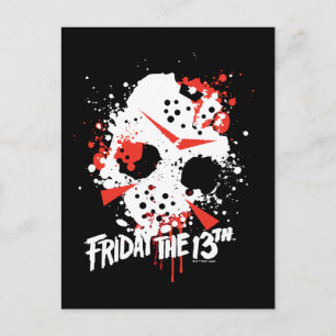 Friday the 13th   Paint Splatter Hockey Mask Postcard