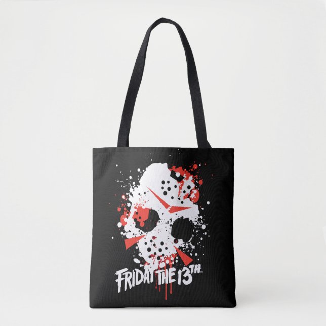 Friday the 13th | Paint Splatter Hockey Mask Tote Bag (Front)