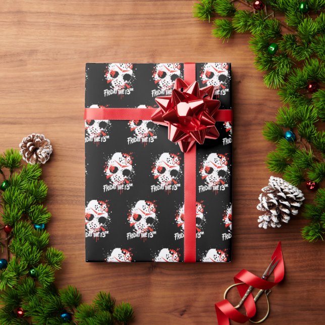 Friday the 13th | Paint Splatter Hockey Mask Wrapping Paper (Holiday Gift)