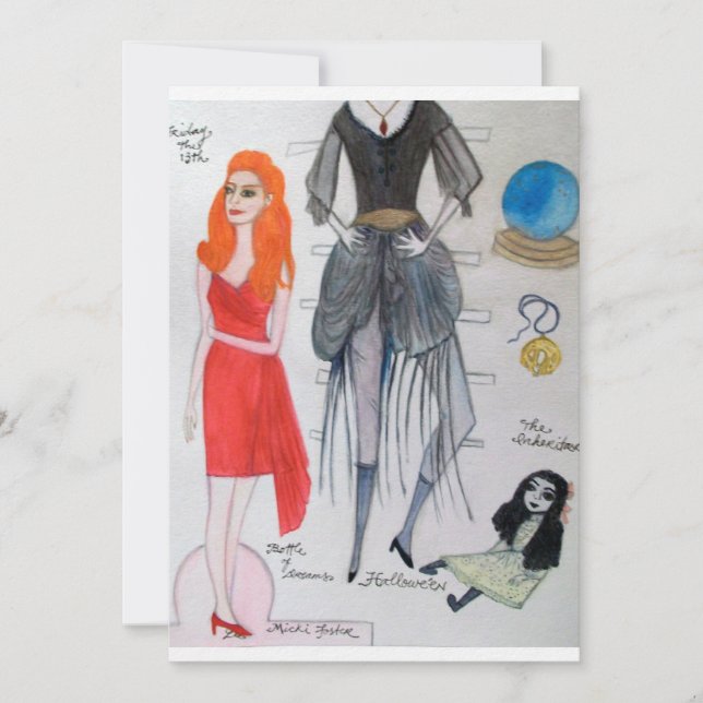 Friday the 13th Paper Doll Invitation (Front)