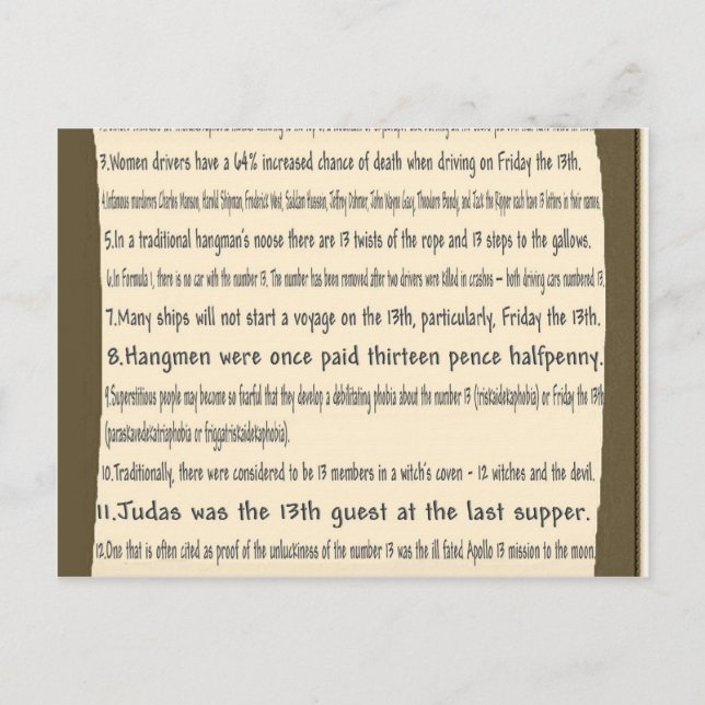 Friday the 13th postcard (Front)