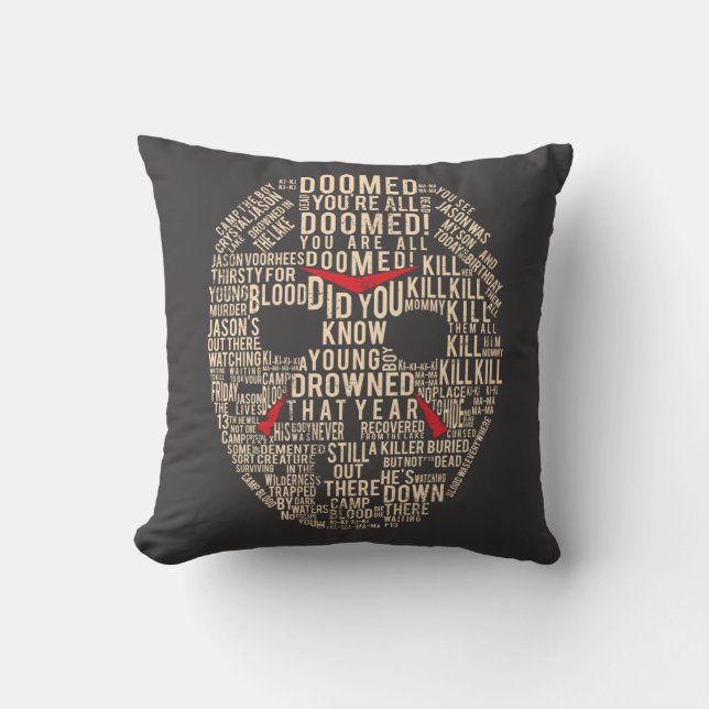 Friday the 13th | Typography Hockey Mask Cushion (Front)