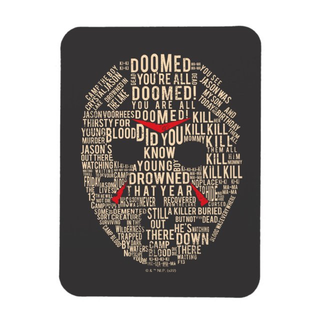 Friday the 13th | Typography Hockey Mask Magnet (Vertical)