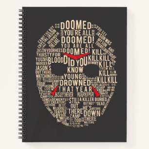 Friday the 13th   Typography Hockey Mask Notebook