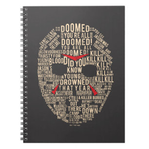 Friday the 13th   Typography Hockey Mask Notebook
