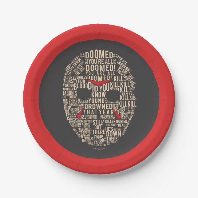 Friday the 13th | Typography Hockey Mask Paper Plate (Front)