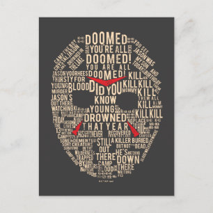 Friday the 13th   Typography Hockey Mask Postcard
