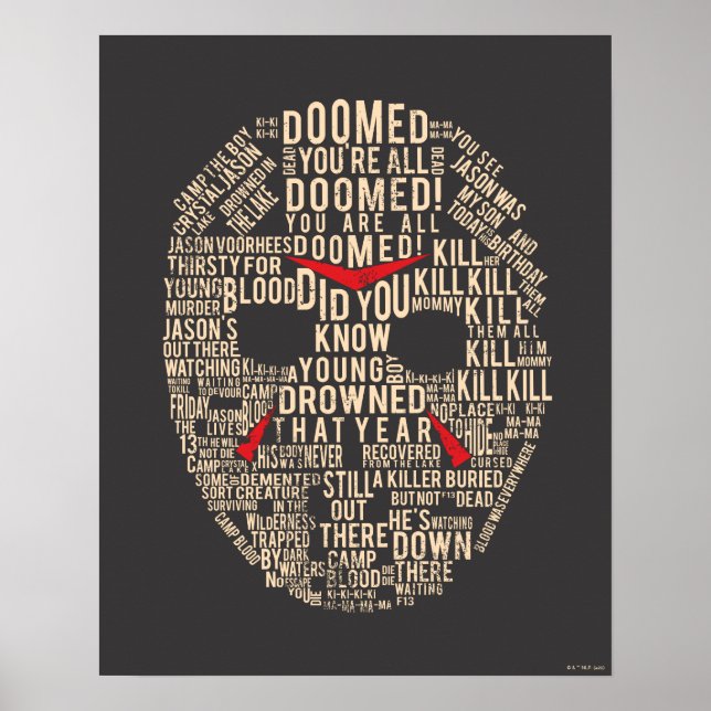 Friday the 13th | Typography Hockey Mask Poster (Front)
