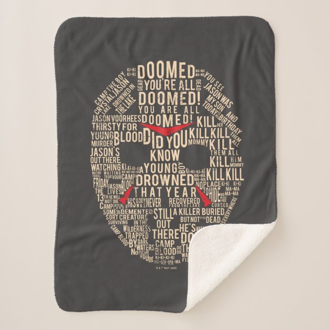 Friday the 13th | Typography Hockey Mask Sherpa Blanket (Front)