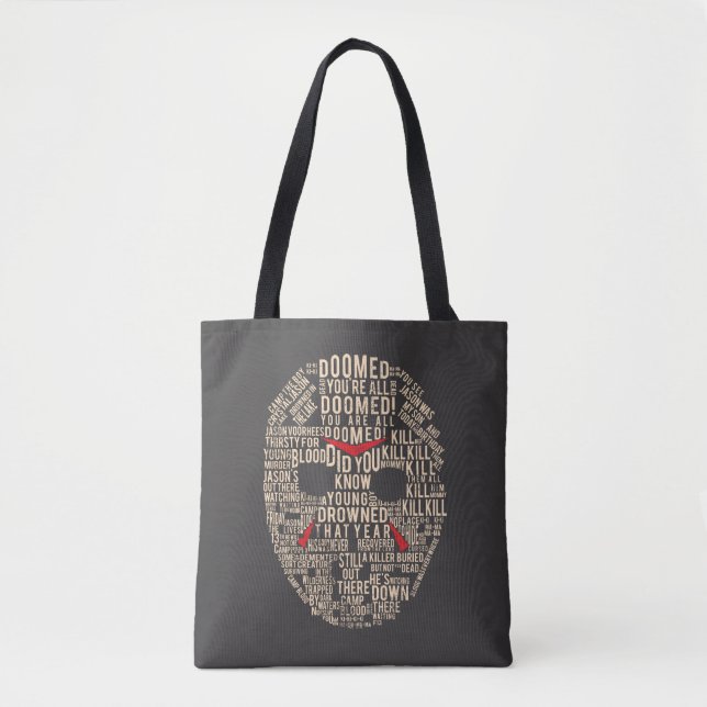 Friday the 13th | Typography Hockey Mask Tote Bag (Front)