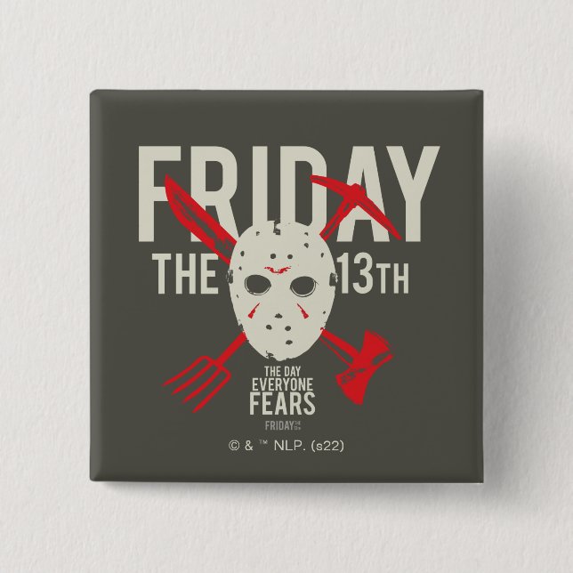 Friday the 13th | Weapons Cross Hockey Mask 15 Cm Square Badge (Front)