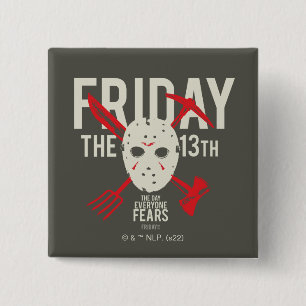 Friday the 13th   Weapons Cross Hockey Mask 15 Cm Square Badge