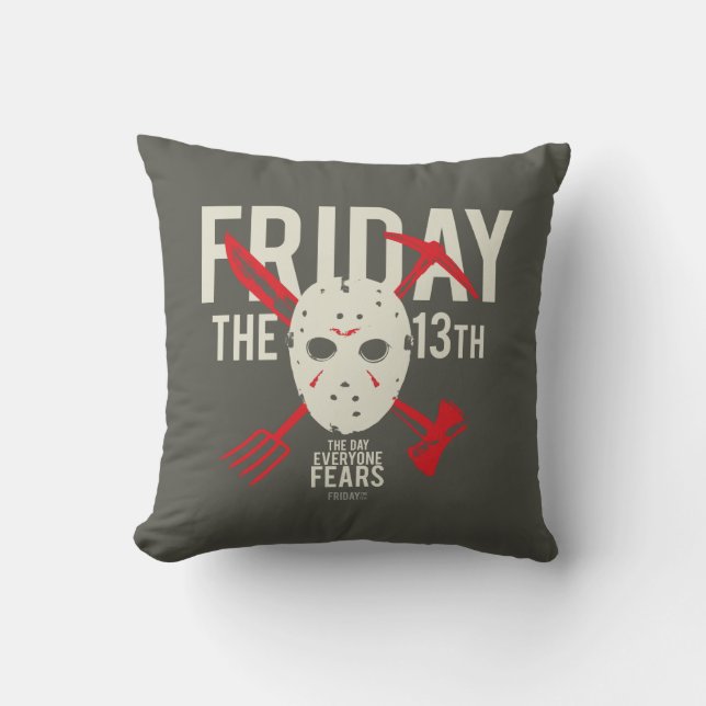 Friday the 13th | Weapons Cross Hockey Mask Cushion (Front)