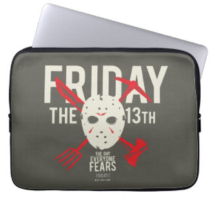 Friday the 13th Weapons Cross Hockey Mask Laptop Sleeve