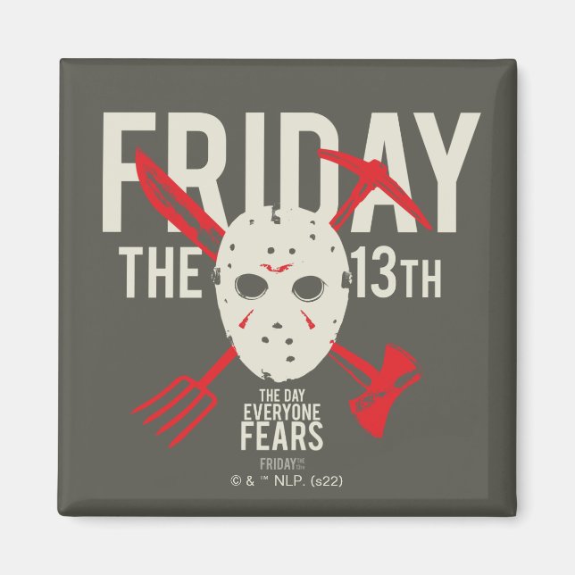 Friday the 13th | Weapons Cross Hockey Mask Magnet (Front)