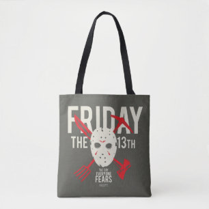 Friday the 13th Weapons Cross Hockey Mask Tote Bag