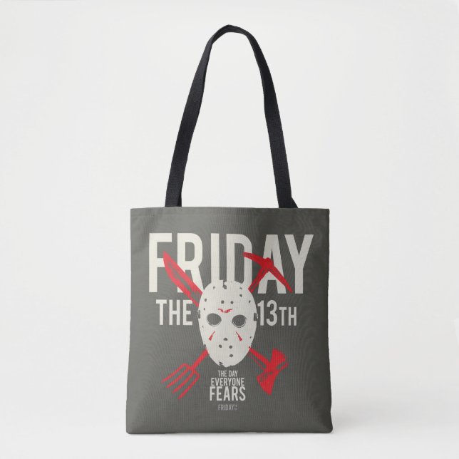 Friday the 13th | Weapons Cross Hockey Mask Tote Bag (Front)