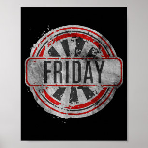 Friday Vintage Friday 80s Retro Morning Day Week Poster