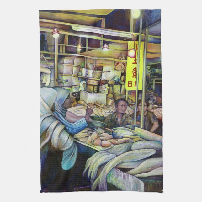 Friday's Fine Fresh Fish, Singapore Tea Towel (Vertical)