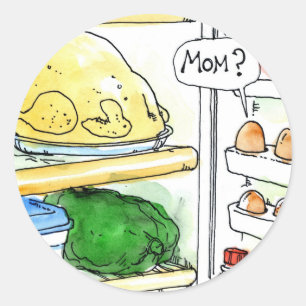 Fridge Chicken Egg Family Funny Classic Round Sticker