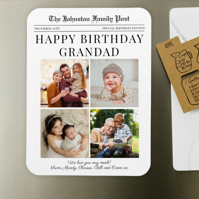 Fridge Magnet Birthday Newspaper customisable (Creator Uploaded)