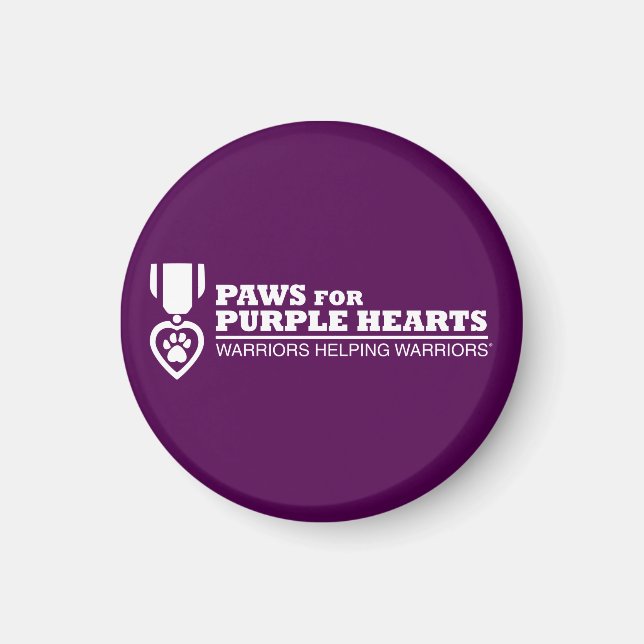 Fridge Magnet Button - Purple w White Logo (Front)