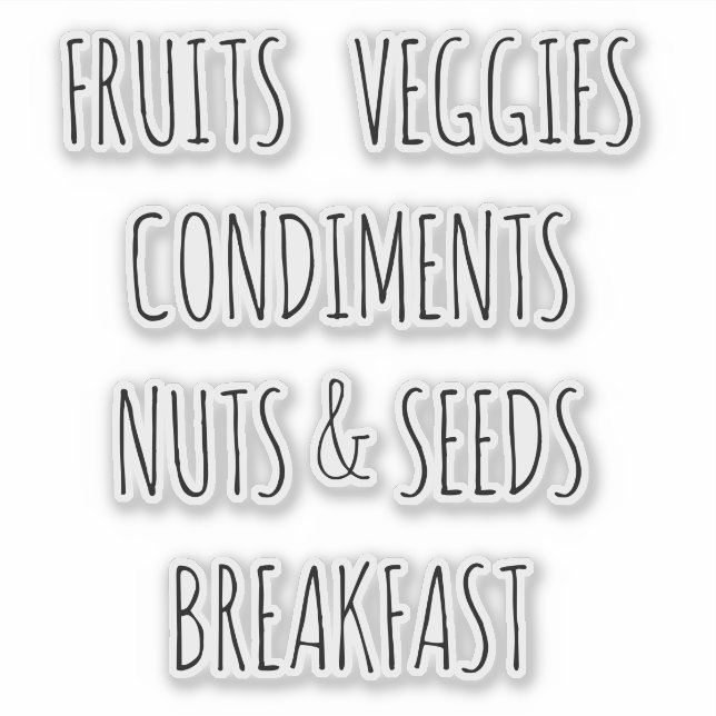 Fridge Organization Custom-Cut Vinyl Sticker (Front)