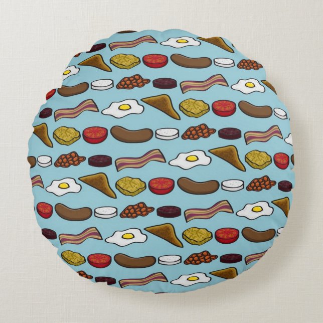 Fried Breakfast Round Cushion (Front)