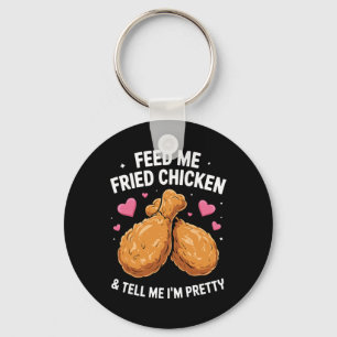 Fried Chicken Art For Men Women Kids Fast Food Fri Key Ring