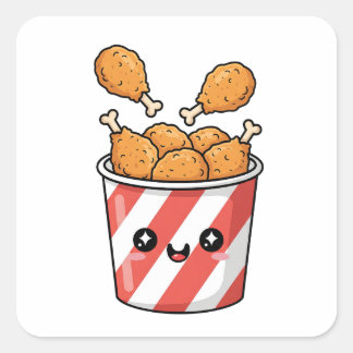 Fried Chicken Bucket Square Sticker