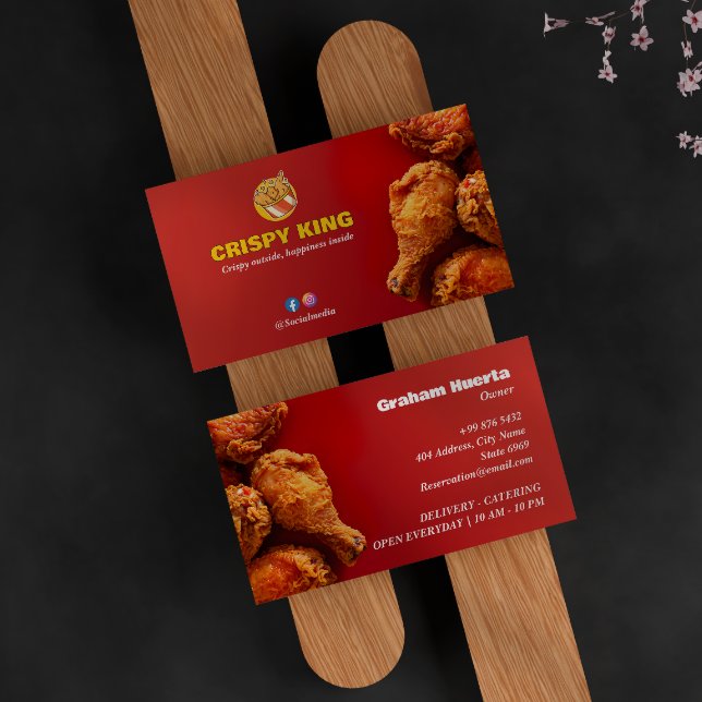 Fried Chicken Business | Modern Bright Red Business Card (Creator Uploaded)