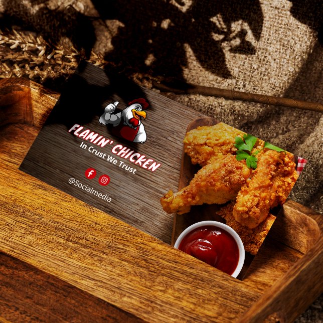 Fried Chicken Business | Modern Wood Barcode Card (Creator Uploaded)