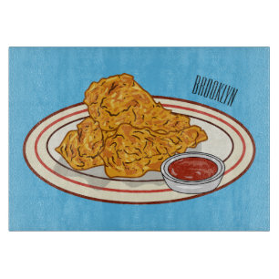 Fried chicken cartoon illustration cutting board