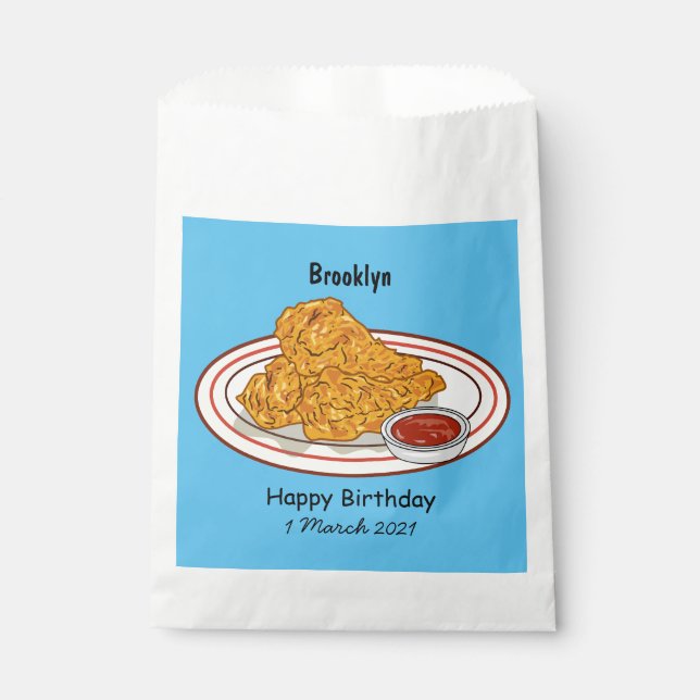 Fried chicken cartoon illustration favour bags (Front)