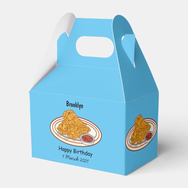 Fried chicken cartoon illustration favour box (Front Side)